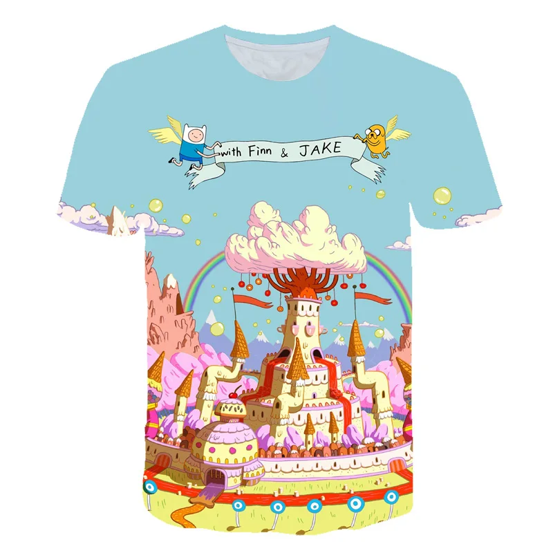 Adventure Time/Детские футболки с 3D принтом; 3D футболки с коротким рукавом; Лидер продаж; Повседневная Уличная одежда; kawaii; футболки для детей - Цвет: TS8105