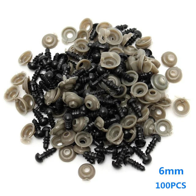 6mm 100 шт 7 мм черные пластиковые глаза амигуруми безопасные глаза для Мишки мягкие игрушки защелкивающиеся животные марионетка куклы ремесленные глаза для игрушек - Цвет: 6mm
