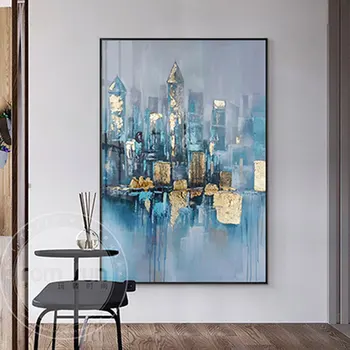 

Abstract City Canvas Posters Wall Art Blue Dreaming Castle Printing Wall Pictures for Living Room Bedroom Cafe Nodic Decoration