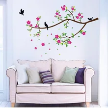 Романтический прикроватный фон для гостиной, спальни, декоративные наклейки на стену, пасторальный стиль, персиковый цвет, птица, водонепроницаемый самоклеящийся