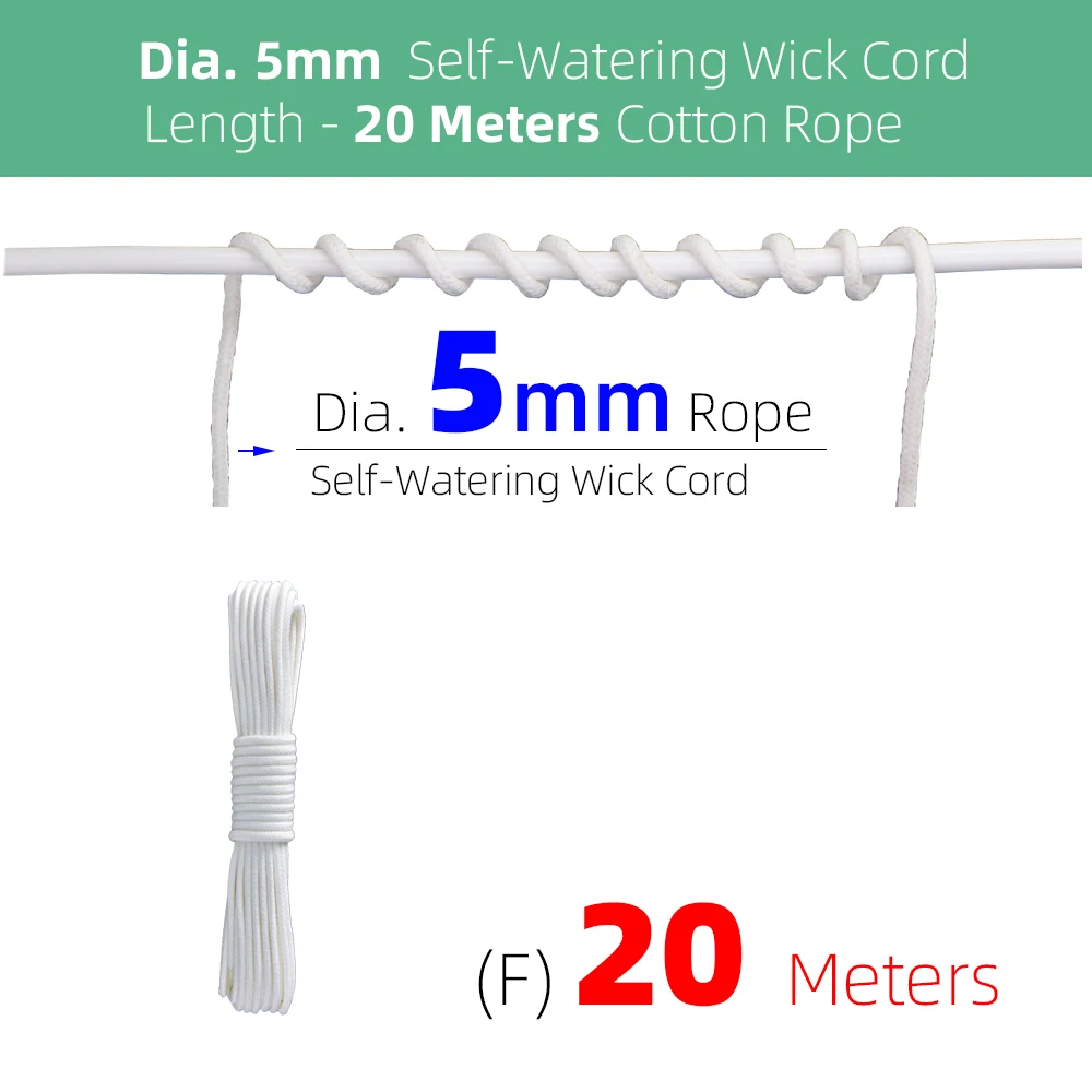 4/5/6/8MM Self-Watering Wick Cord Vacation Planter Pot DIY Automatic Watering Device System Potted Auto Drip Waterer Cotton Rope 