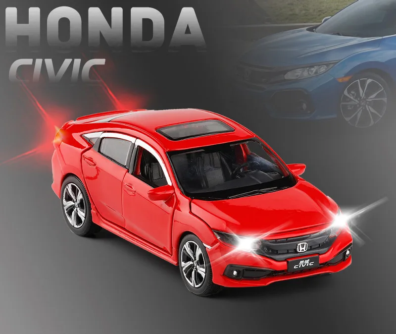 1/32 Новинка Honda Civic игрушечные машины сплав литья под давлением металлический Литье Свет Звук автомобиль игрушки для детей мальчиков Игрушки