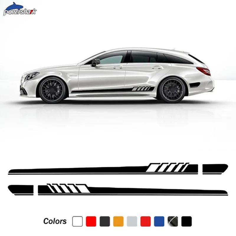 Наклейка на юбку для Mercedes Benz CLS Class C257 модель 1 боковые полоски дверь Аксессуары