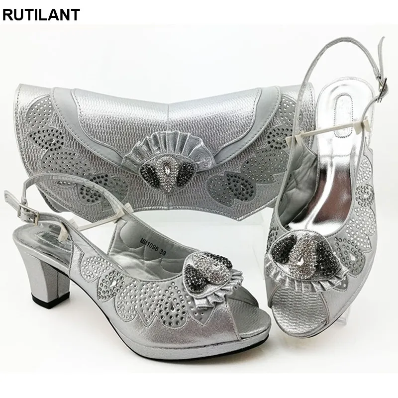 

New Fashion African Women Shoes and Bag Set Italian Shoes with Matching Bags 2019 Women Shoes and Bag Nigeria Bag and Shoe Set