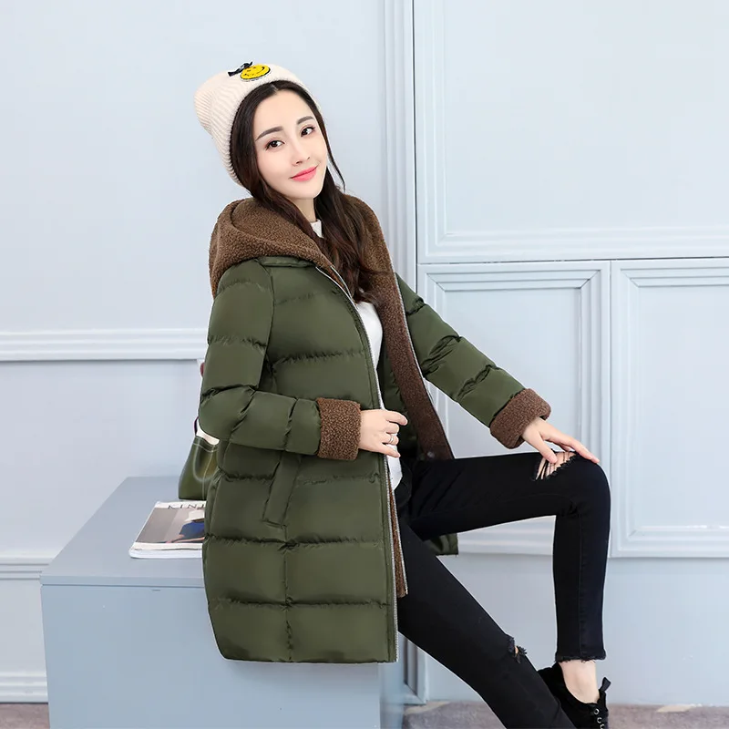 

Figure Rong Winter New Style Cashmere Cotton Coat Mid-length Orange Red Coat Hooded Mock Two-Piece Warm Cotton-padded Clothes