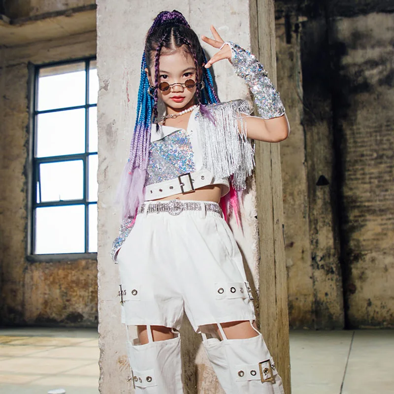 2021 costumi di danza Jazz per bambini top con frange di paillettes pantaloni  bianchi Modern Street Dance Stage Performance abbigliamento Hip Hop Suit  DQL6130 _ - AliExpress Mobile