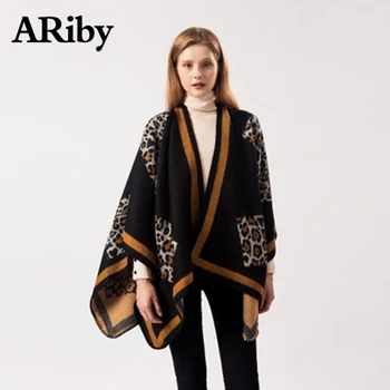 

ARiby Fashion retro style shawl cloak cardigan 2019 ladies leopard pattern wild dual-use air conditioning warm shawl cloak