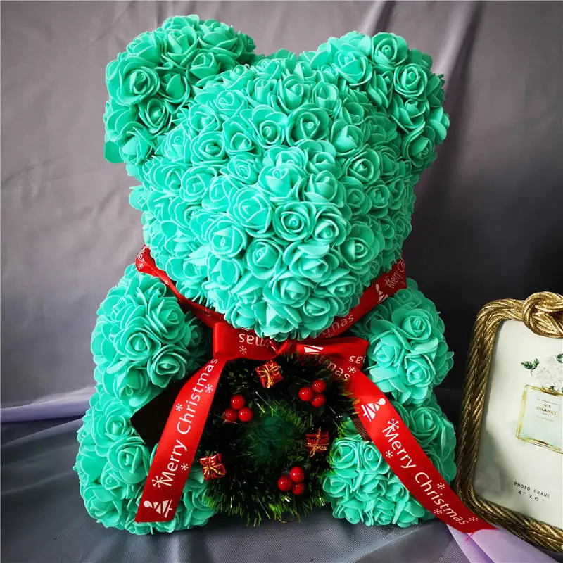18 Merry Christmas 40 см Роза Teddi медведь для женщин и девушек Подарок подруге орнаменты из искусственных цветов вечерние розы украшения - Цвет: 18