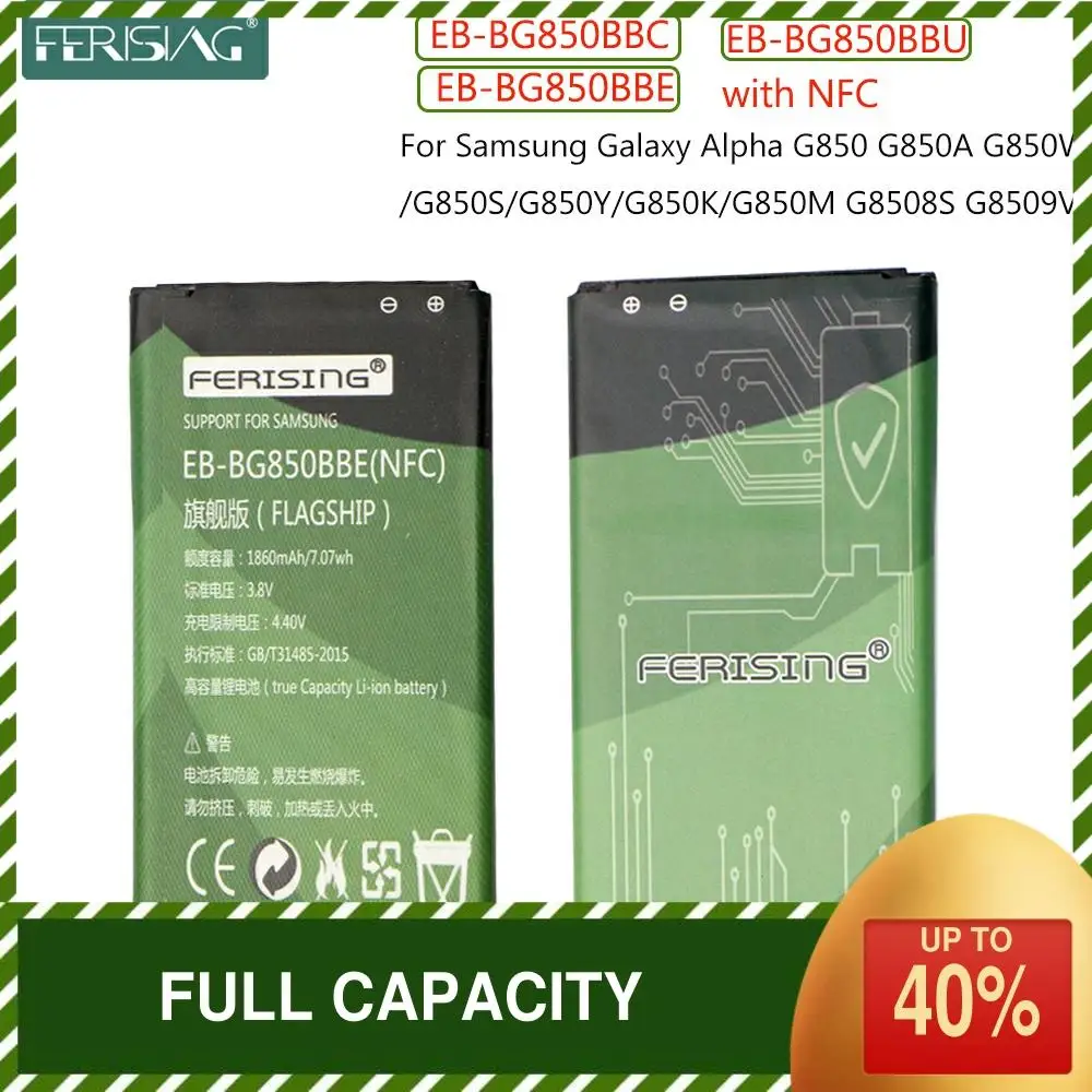 Batteria Ferzing Eb-Bg850Bbc/Bbu 1860Mah Per Samsung Galaxy Alpha G850 G850A G850W/S/Y/K/M G8508S G8509V Con Nfc