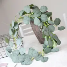 Искусственные эвкалиптовые гирлянды ручной работы из искусственного шелка эвкалиптовые лозы реалистическая гирлянда листья выглядят для свадебной арки