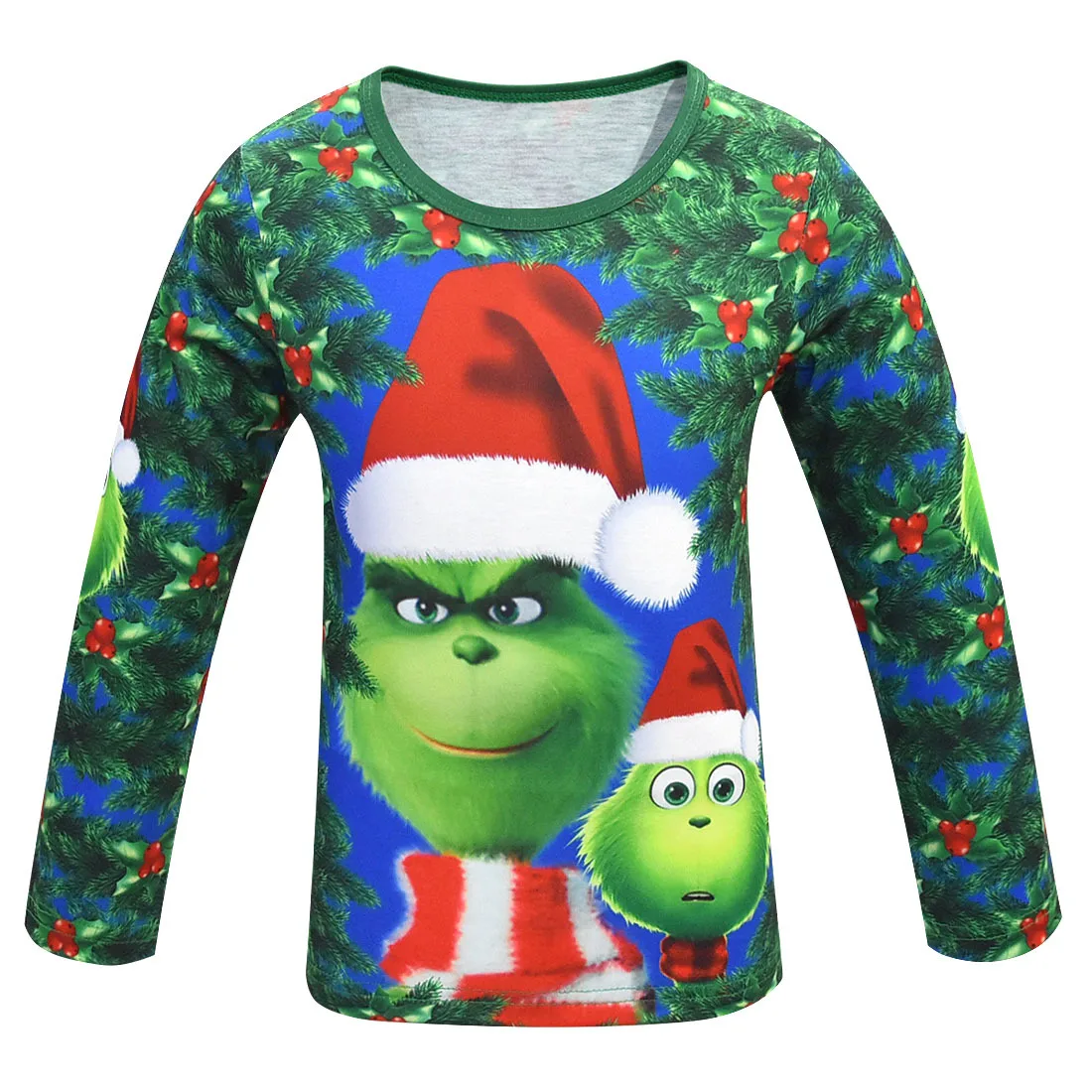 Детский карнавальный костюм Grinch, пижама с маской+ шарфом+ перчатками, домашний комплект для мальчиков, Рождественская одежда, одежда для сна для мальчиков, одежда для сна
