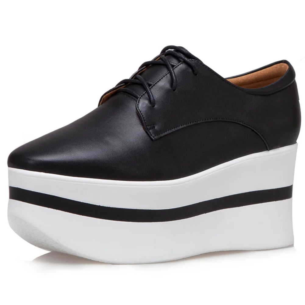 DORATASIA/ г. Новые брендовые высокие женские Сникеры на платформе г. Осенняя качественная обувь из натуральной кожи Женская высокая обувь - Цвет: Черный