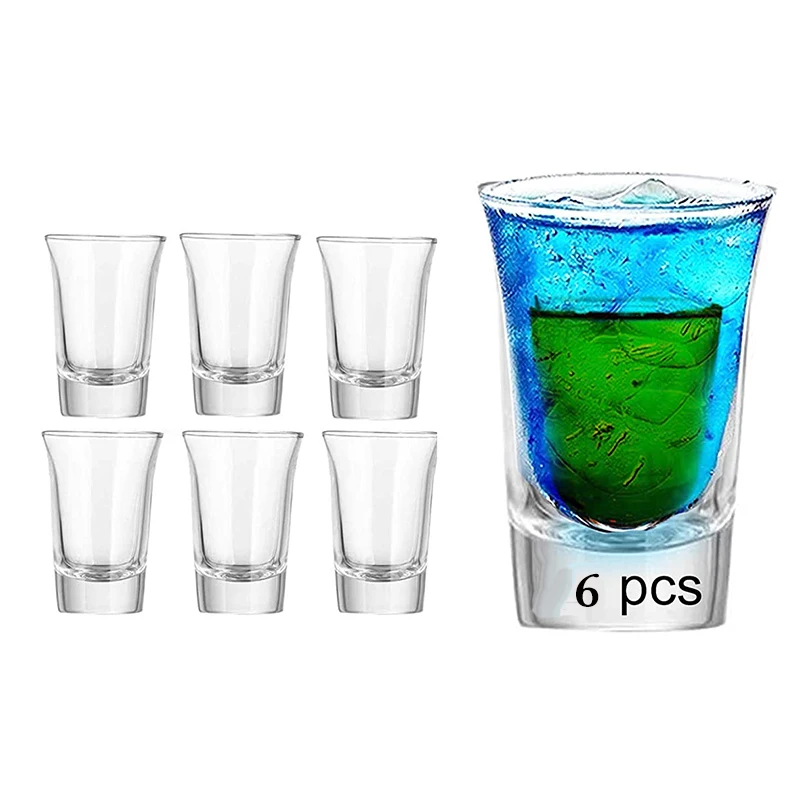 Details about   6Pcs 1.2-Ounce Shot Glass Heavy Base Cup Set Party Bar Whiskey Shot Glass Cups 