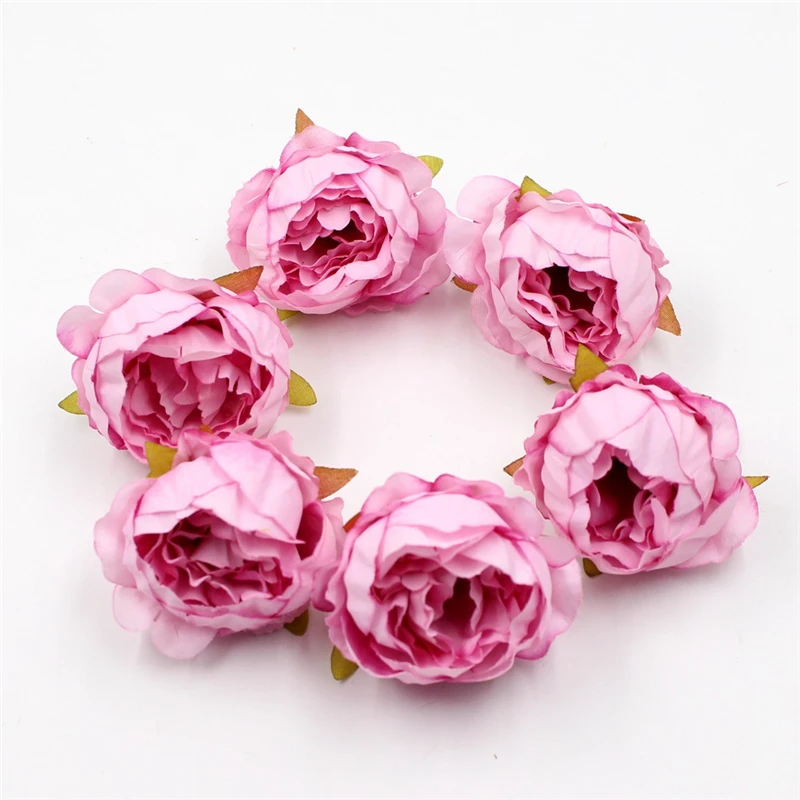   JAROWN 5cm High Quality Peony Flower Head Silk Artificial Flowers Decor Home DIY Garland Christmas Decorations New Year Decor (5)