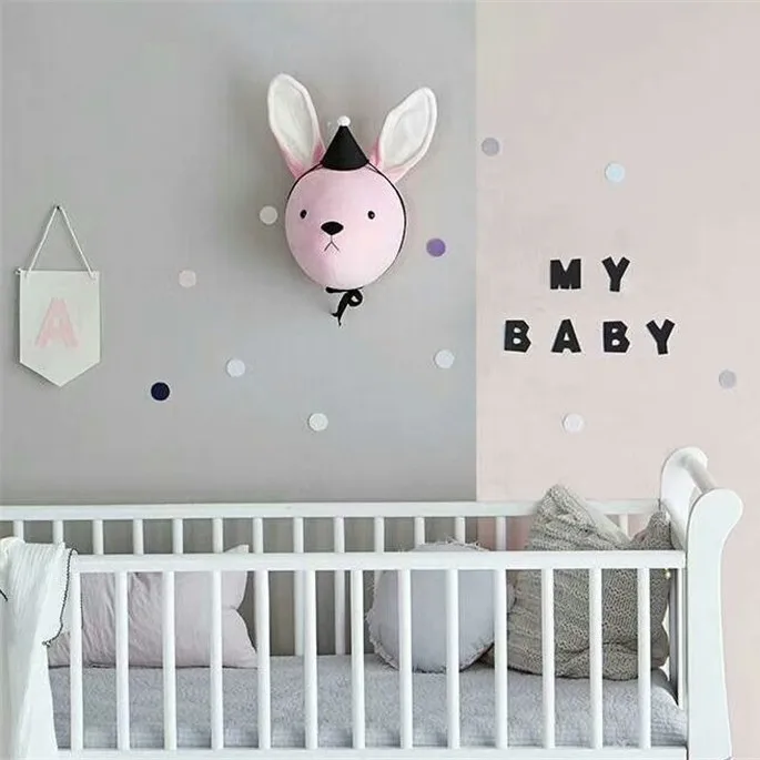 Rabbit With Hat Чучело головы слона на стене крепление украшения плюшевые игрушки для детей для маленьких девочек Дети Рождественский подарок Детская комната Настенный декор - Цвет: Rabbit With Hat