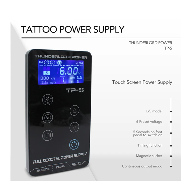 

Tattoo Power Supply Tatuagem For Tattoo Machines Touch Screen Source TP-5 Digital LCD Makeup Dual Tattoo Power Supplies