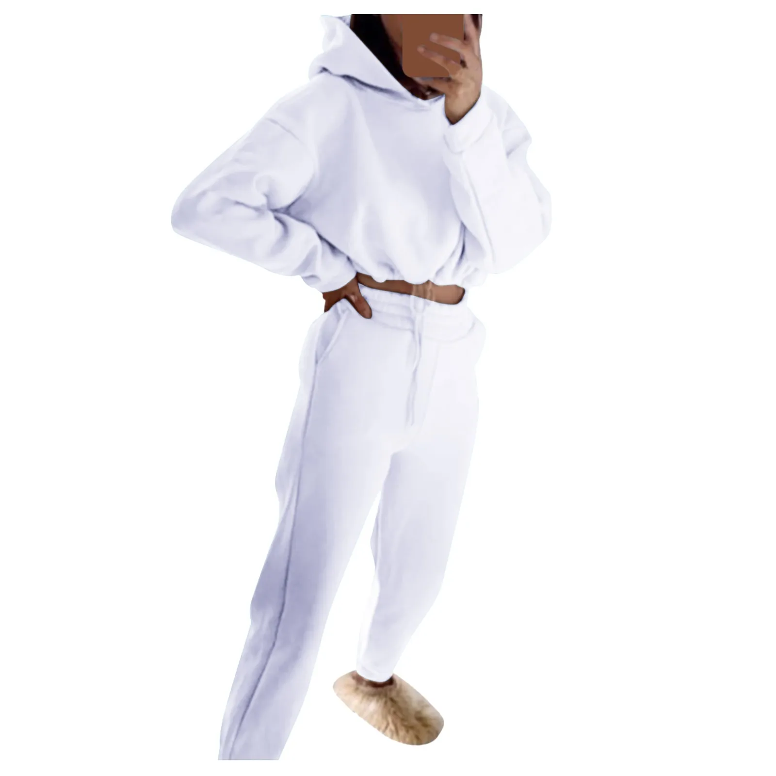Autumn Women Solid 2 Pieces Set Long Sleeve Hoodie Sweatshirts And Long Pant Sets Casual Warm Female Tracksuit Ropa Mujer 2
