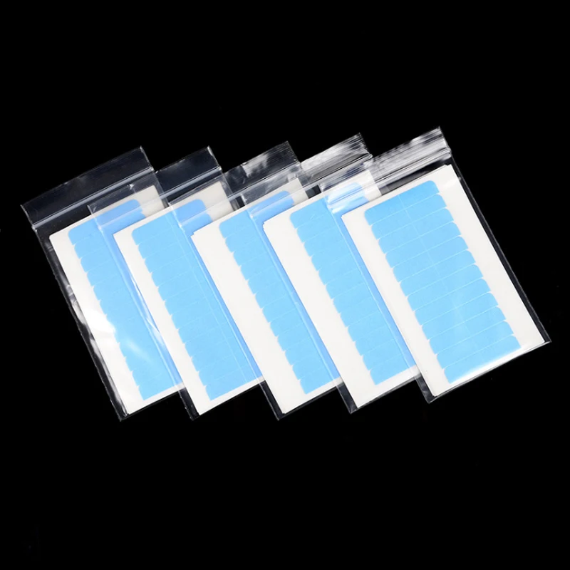 Hair Extension Tape Adhesive 5 sheets(60Tabs) Precut Blue White for Tape Hair Extension Replacement Waterproof for Wigs