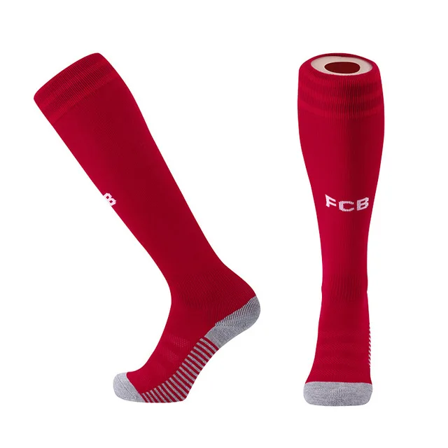 FCB Red Профессиональные спортивные носки для футбола для взрослых и детей антибактериальные дышащие Компрессионные носки до колена для мужчин и женщин - Цвет: FCB Red