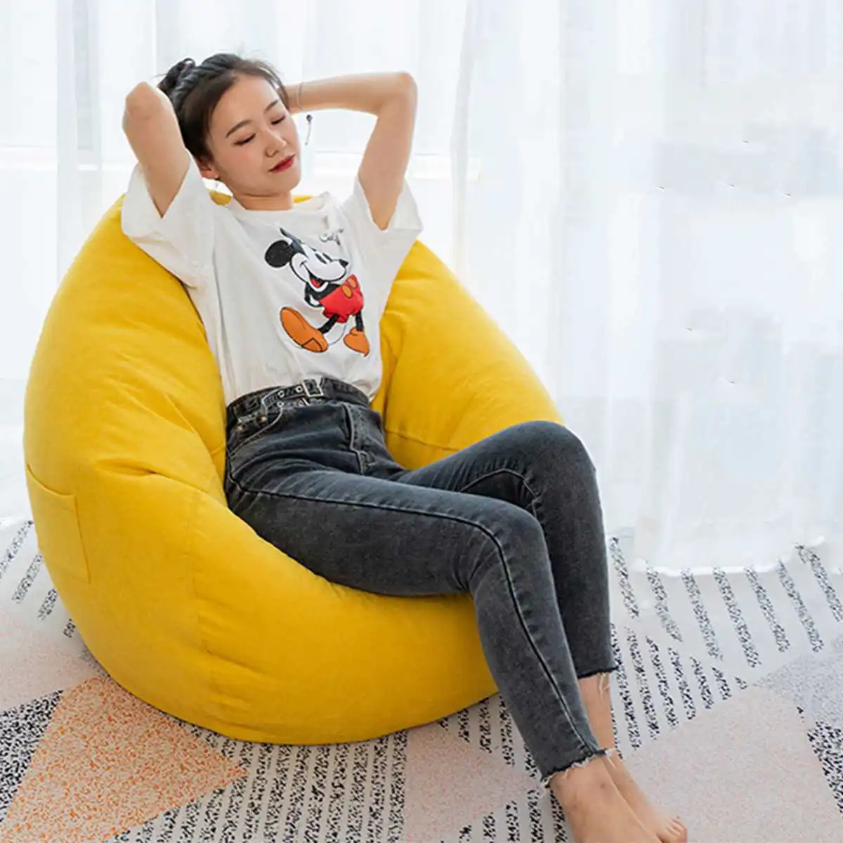 Nesloth полный ленивый BeanBag диваны стулья с вкладышем и EPS наполнитель шезлонг кресло мешок пуф слоеного дивана татами гостиной 70x80 см