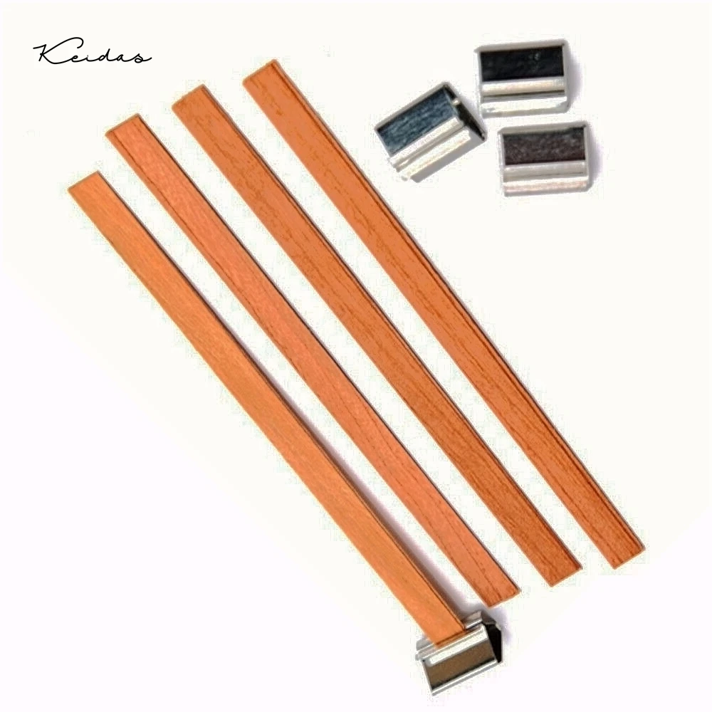 Eco-friendly Wooden Wicks Smokeless Soywax Candle Wicks with Iron Stands 50pcs/pack for DIY Candle Making 130x13mm