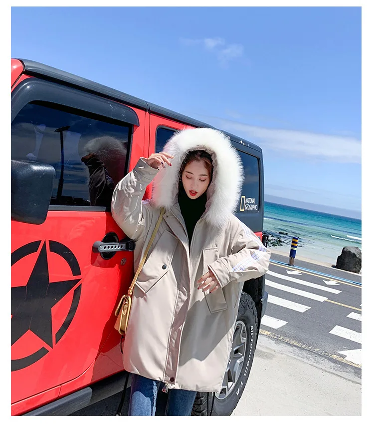 Autumn And Winter New Style down Jacket Cotton-padded Clothes Women's Mid-length BF Sports Stripes Baseball Loose Cotton Co