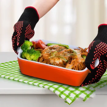 

High temperature resistant flame retardant fireproof microwave oven grilling gloves pair of heat strong silicone cooking baking