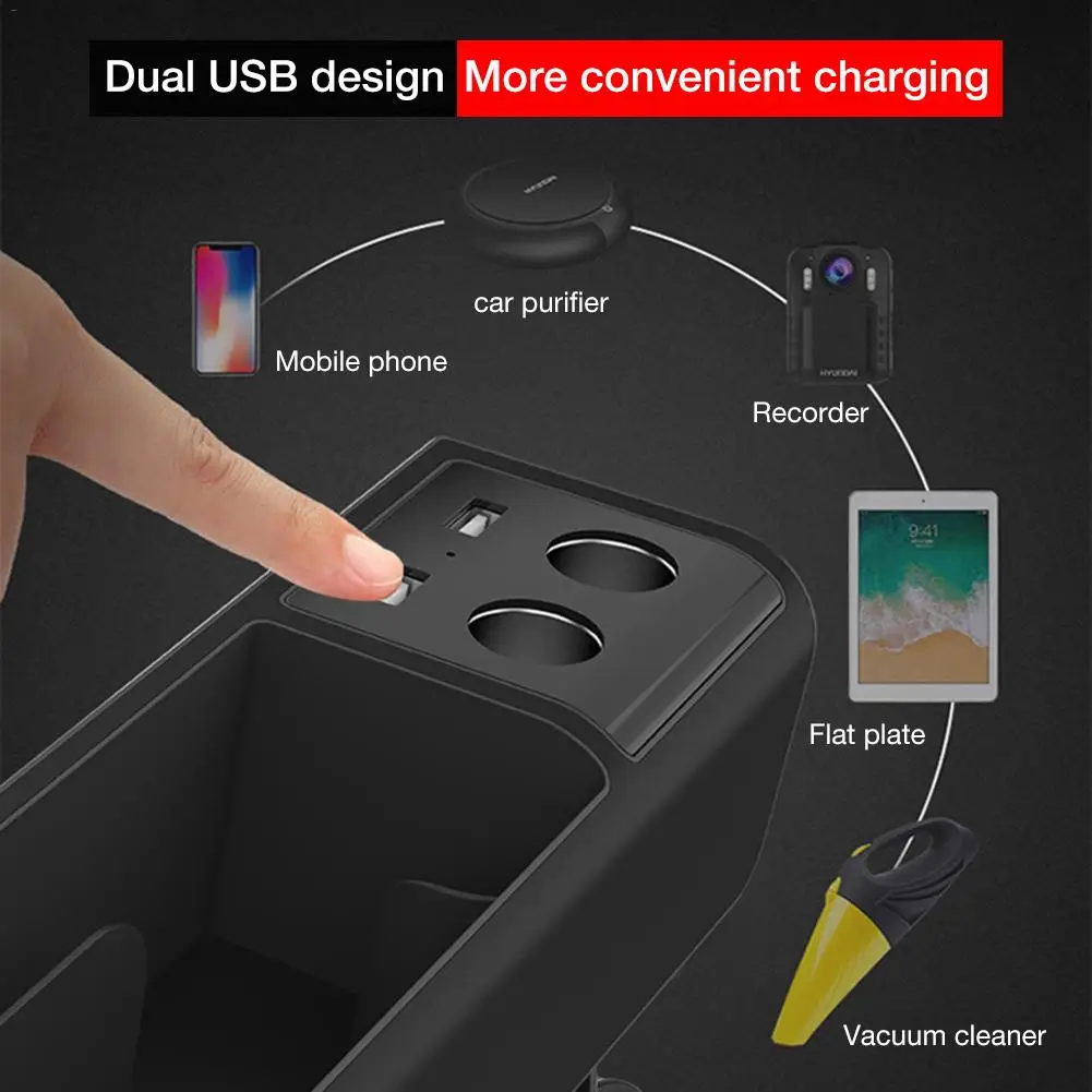QI Беспроводное зарядное устройство USB Автомобильное щелевое карманное сиденье зазор для хранения зарядная станция коробка Противоскользящий органайзер для IPhone XS 8 samsung S9