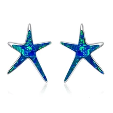 Простой стиль дизайн 925 серебряные серьги с голубым опалом Ювелирные изделия Дамская мода свадьба юбилей подарок дамы эксклюзивный oe792