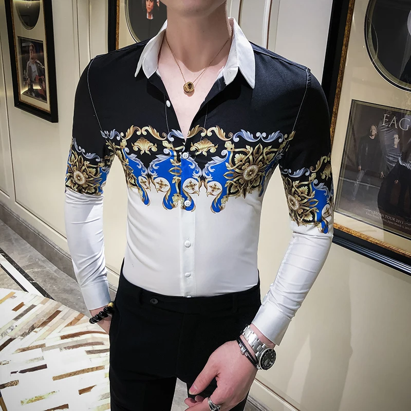 Fashion Men Designer Shirt White Long 