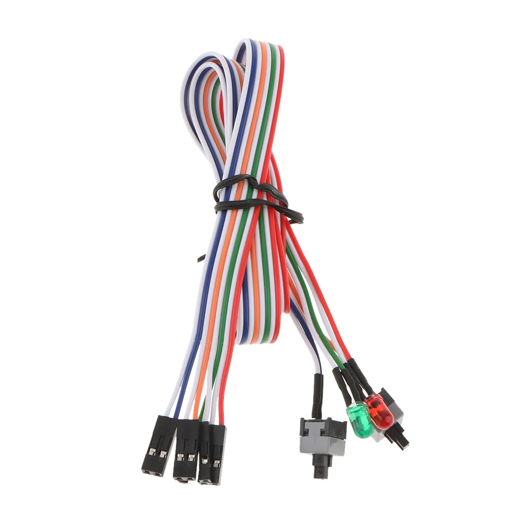 2 Pack of ATX PC Compute Motherboard Power Cable 2x Switch On/Off/Reset with LED Light
