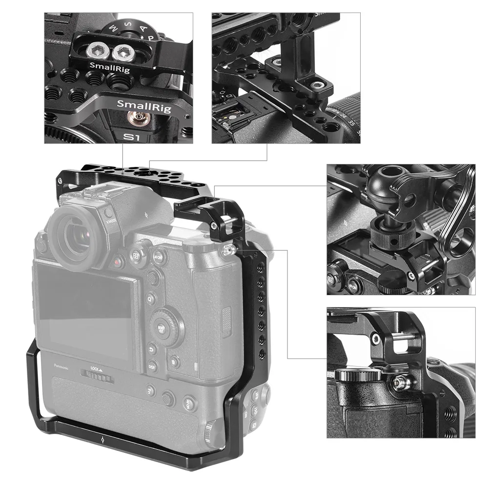 SmallRig S1/S1R клетка для цифрового фотоаппарата Panasonic S1/S1R Камера клетка с DMW-BGS1 Батарейная ручка/холодный стойки для обуви/Железнодорожный вокзал-2410