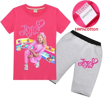 

Hot 2020 Summer JOJO Siwa Girls Cotton Girl T Shirt Short Pants 2pcs Sets Kids Clothes Girls Shorts Children Clothes Clothing