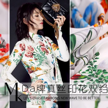 

19 Summer New 135cm Wide 19 Momme 100%heavy Silk Crepe De Chine Fabric for Women Dress Digital Printed Cloth for Diy Sewing Sale