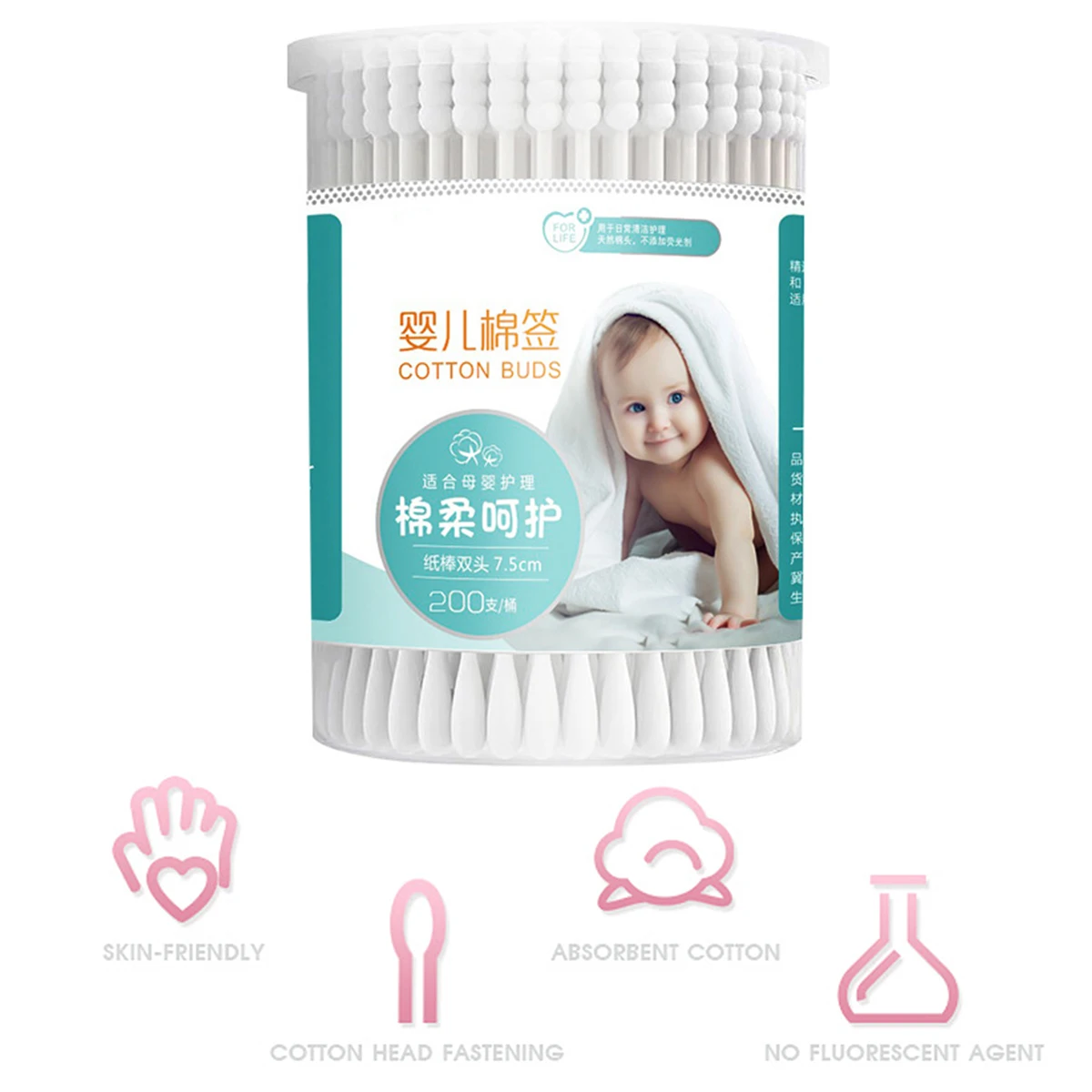 180 Counts Baby Cotton Swab Disposable Double Tips Swabs with Paper Sticks Nose Ears Cleaning Health Care | Красота и здоровье
