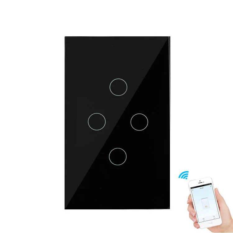 4gang black WiFi Smart Switch US 4 банда настенная сенсорная панель беспроводной пульт дистанционного управления лампа умный дом контроллер от Alexa Google Home Tuya Smart life APP - Комплект: 4gang black