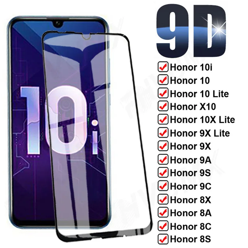 9D vidrio de protección completa para el Honor 10i 10 X10 Pro 9X 10X Lite 8X templado Protector de pantalla de honor 8A 8C 8S 9A 9C 9S vidrio de seguridad