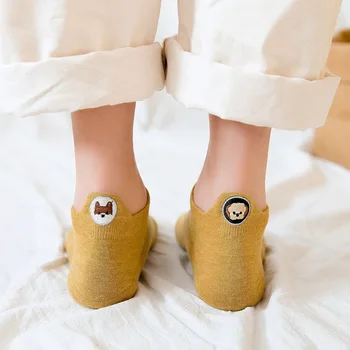 

Kawaii Harajuku Skarpetki Funny Ankle Socks Embroidery Animal Cute Socks Women Divertidos Creative Sokken Chaussette Femme