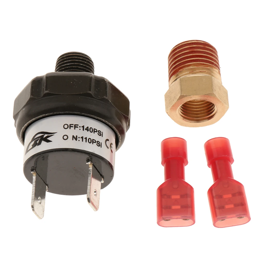 

12V Compressor Air Tank Pressure Switch 150 PSI ON and 180 PSI OFF, Black