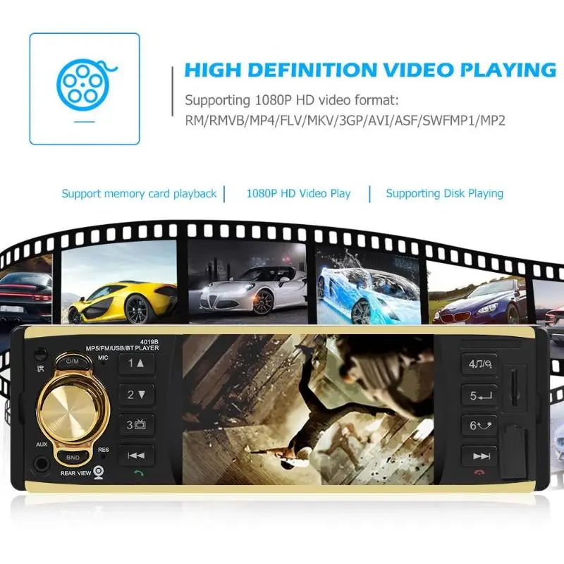 VODOOL 4019B 1din Автомагнитола 4," Bluetooth Авторадио Стерео MP5 плеер AUX USB FM резервная камера Авто Аудио Автомобильный мультимедийный плеер