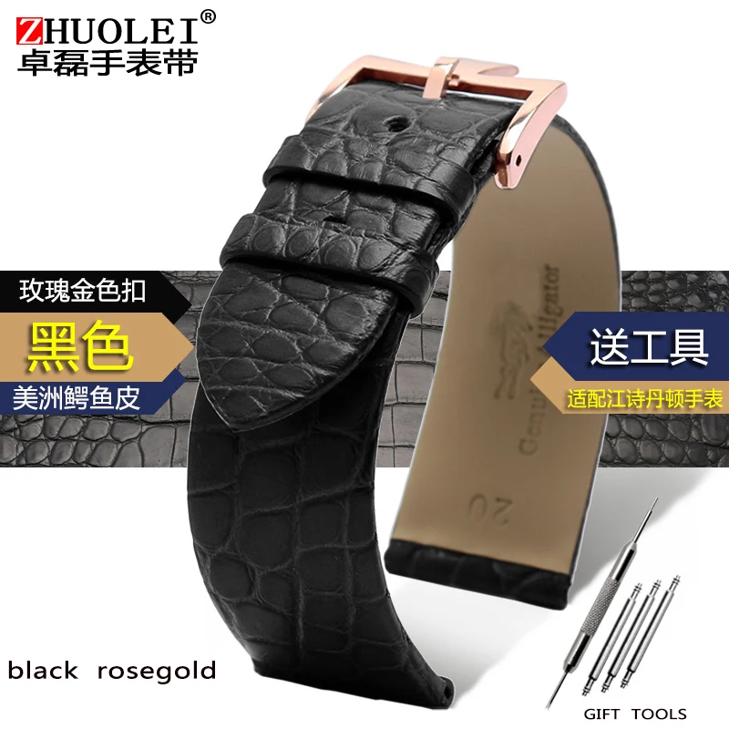 Часы с ремешком из кожи крокодила strapfor VACHERON CONSTANTIN VC Heritage art master кленовый лист серии тонкий 20 мм для мужчин и женщин - Цвет ремешка: black rosegold