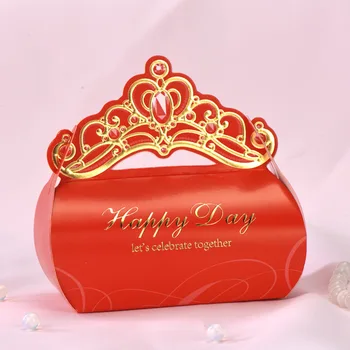 

Big Red Pink Wedding Candy Box Happy Day Paper Gift Box Sweet Box Wedding Gift for Guests Baby Birthday Party Favor Boxes 50pcs