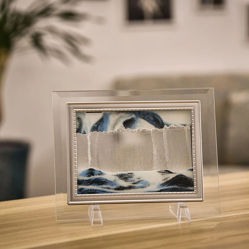 3D Динамическая струящаяся зернистая картина из песка прозрачная стеклянная рамка для рисования пейзаж TP899