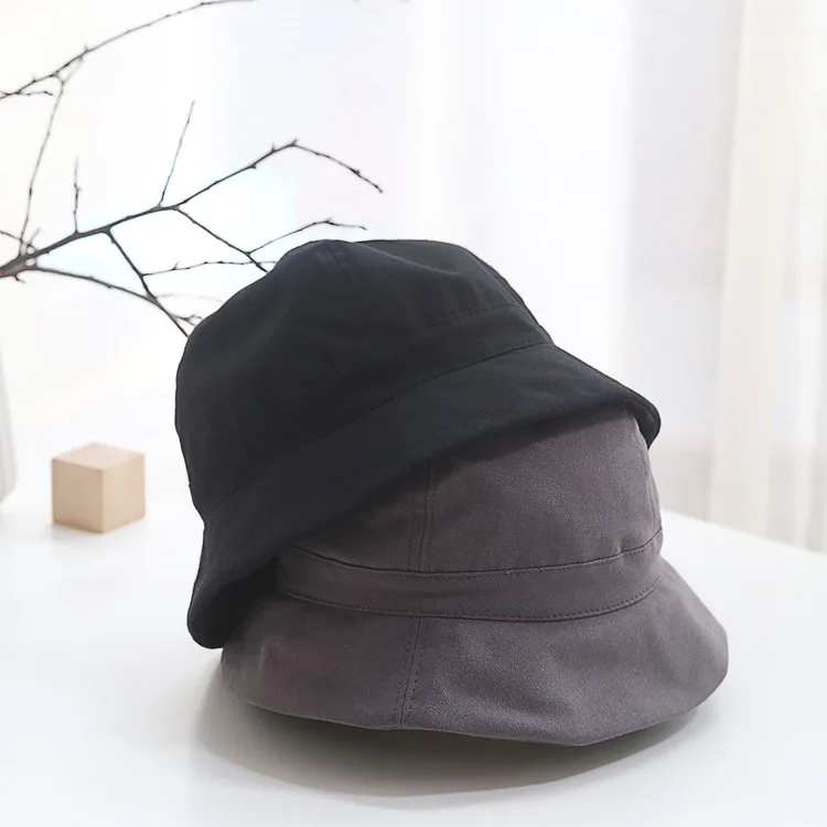 

2018 Japanese-style Retro Joint Solid Color Bucket Hat Literature And Art Men And Women Simple Casual Cotton Couples Topee Fashi