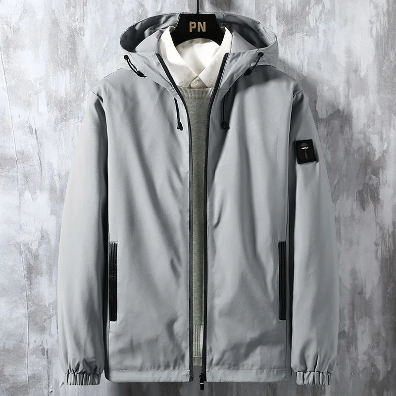 

2020 Fashion Spring and Autumn Men's Jacket Jacket Youth Solid Color Hooded Sports Casual Jacket Men's Loose Tops M-4XL