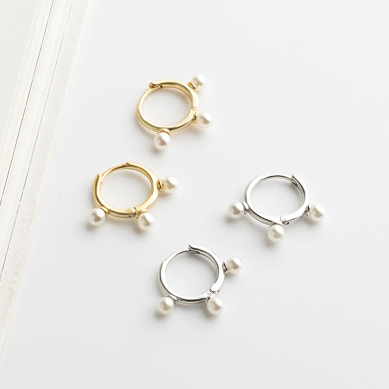 925 пробы, серебряные, 3 жемчужные серьги-кольца, маленькие, белые, золотые, жемчужные серьги с пряжкой, изящные свадебные серьги с подвесками, подарок для нее