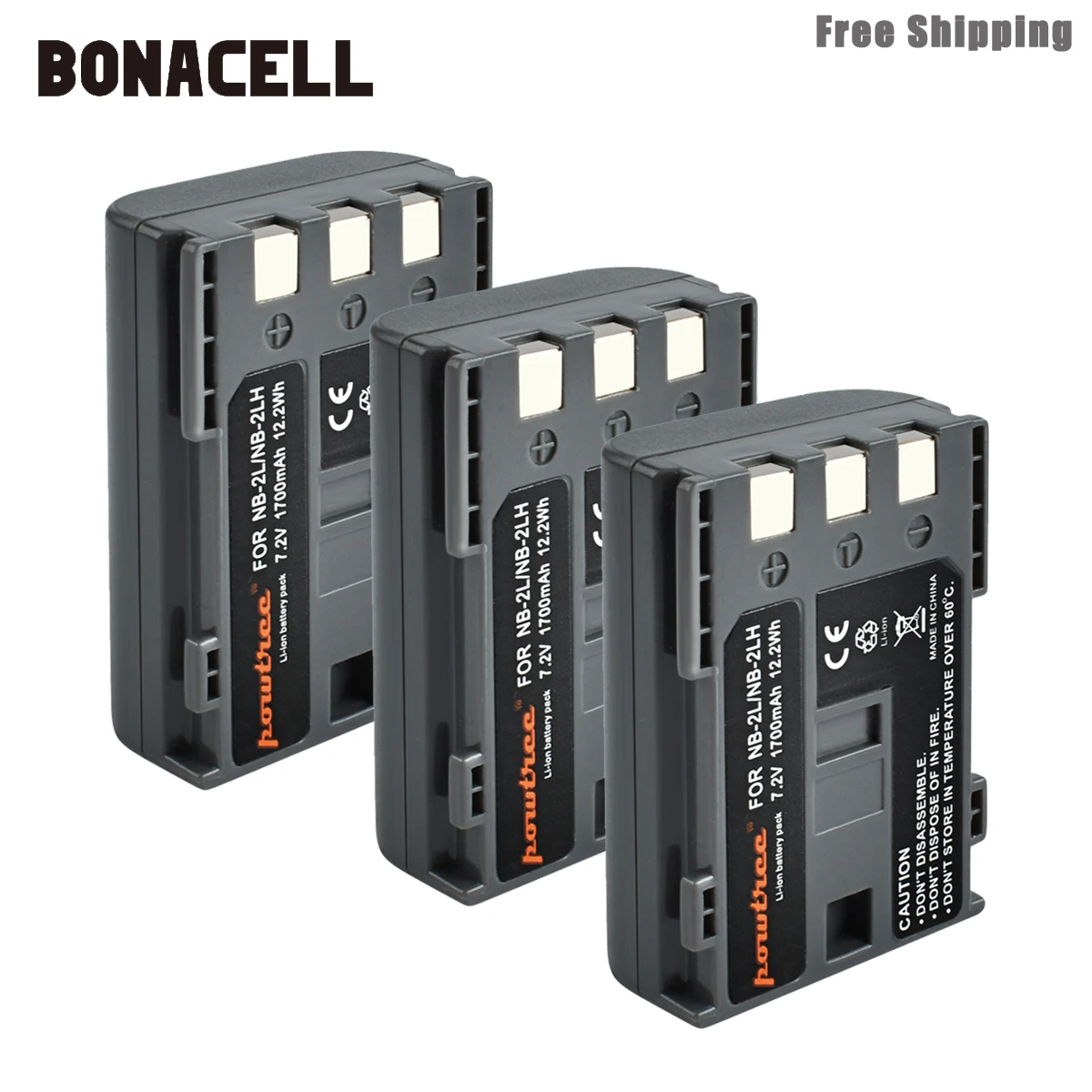Bonacell 1700 мА/ч, NB-2L NB2L NB-2LH NB 2LH NB2LH цифровой Камера Батарея для Canon Rebel XT XTi 350D 400D G9 G7 S80 S70S30 L50 - Цвет: 3 Pack Battery