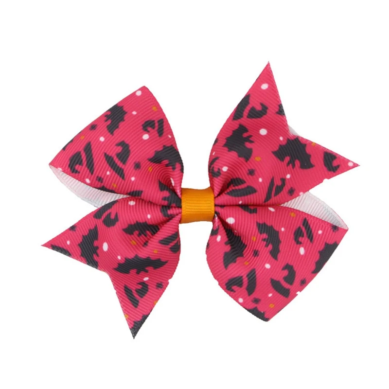 12Pcs/Pack Child Girls Boutique Halloween Hair Bow With Clips Kids Hair Pumpkin Halloween Hair Accessories