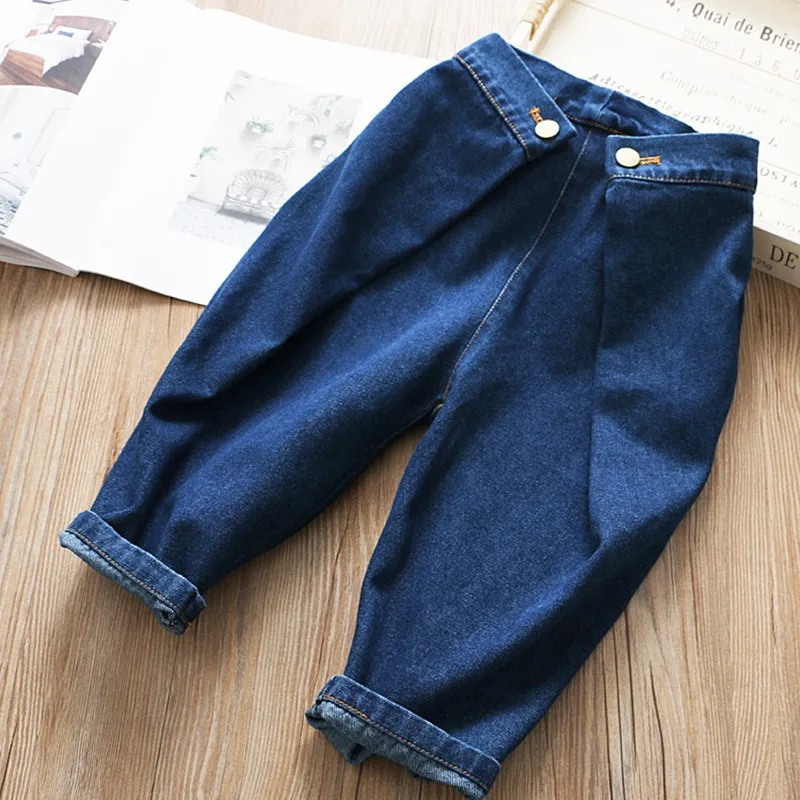 Модные детские джинсы для маленьких девочек и мальчиков, длинные штаны, повседневные штаны, детские джинсовые штаны, S10436 - Цвет: Blue
