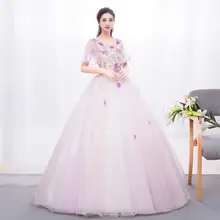 Фиолетовый Бальные платья бальное платье Тюль Кружева Аппликации V шеи Vestidos De 15 Anos